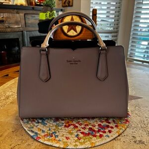 Kate Spade Gray Leather Satchel Tote w/ Crossbody Strap